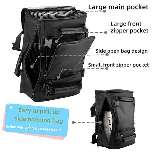 Carry On Backpack Travel Backpack for Men & Women, Durable Convertible Duffle Bag Fit for 16 Inch Laptop for Fitness, Travel (Black)