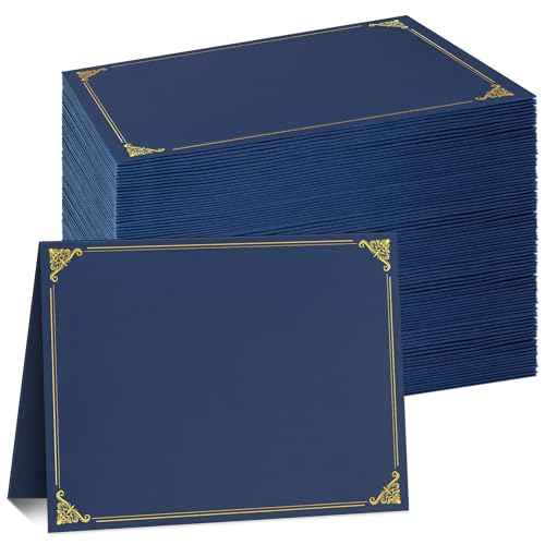 Ndsox 90 Packs Navy Blue Certificate Holders, Graduation Diploma Holders, 350GSM, Diploma Covers with Gold Foil Border for Letter Size 8.5" x 11" Award Certificate Paper, Cardstocks and Documents