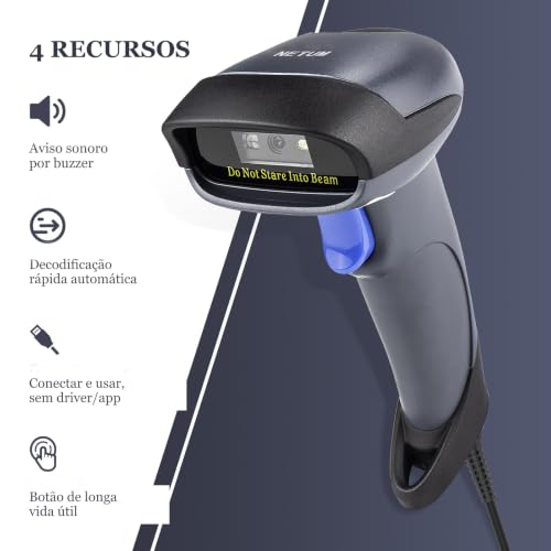 NETUM M5S 2D Barcode Scanner with Stand - Wired QR Code Reader