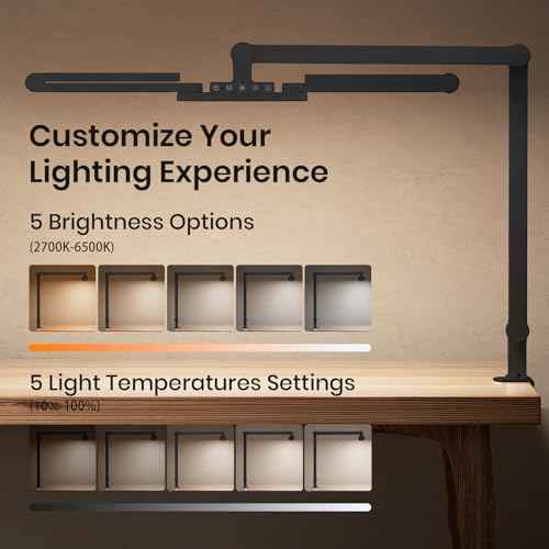 Ultra Bright Architect Desk Lamp with Clamp,Transformable LED Desks Lamp for Home Office,Tall Overhead Led Desk Light[41" Long Dimmable Light Bar],24W Auto Dimmable Desks Lights for Drawing Hobby Use