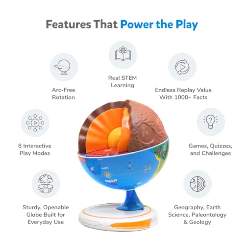 Shifu PlayShifu Orboot Core Interactive Globe for Kids Ages 4-10 with AR App, 3-Layer Earth Model, Geological Facts and STEM Learning