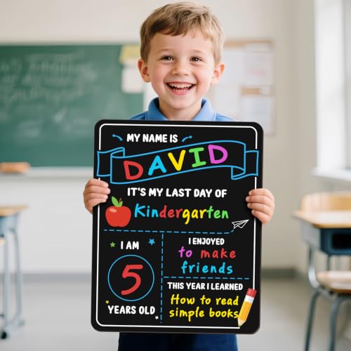 Reusable Double-Sided Back to School Chalkboard with 6 Liquid Chalk Markers - Preschool to 12th Grade
