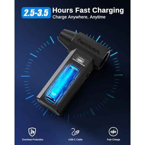 Compressed Air Duster-280000RPM Electric Air Duster,4-Gear Adjustable Super Power Air Blower,Rechargeable Mini Blower with Fast Charging for PC,Keyboard,House,Outdoor & Car