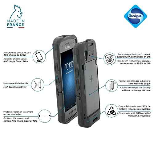 Mobilis Rugged Case for Zebra TC21 TC26, Military Grade Shockproof Protective Cover for TC21/TC26 Mobile Touch Computer, Handheld Barcode Scanner Shell, Made with Recycled Materials, Black