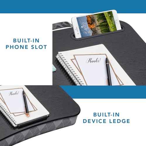 LAPGEAR XL Designer Lap Desk with Phone Holder and Device Ledge - Gray Argyle - Fits up to 17.3 Inch Laptops - Style No. 45538
