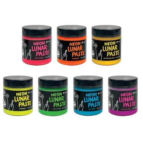 Ranger Ink Ranger Simon Hurley Neon Lunar Paste Bundle of 7 - Dart Frog, Hot Mess, Mood Ring, No Chill, Tangent, Voltage, and Yellowjacket. March 2024 Release Tim Holtz
