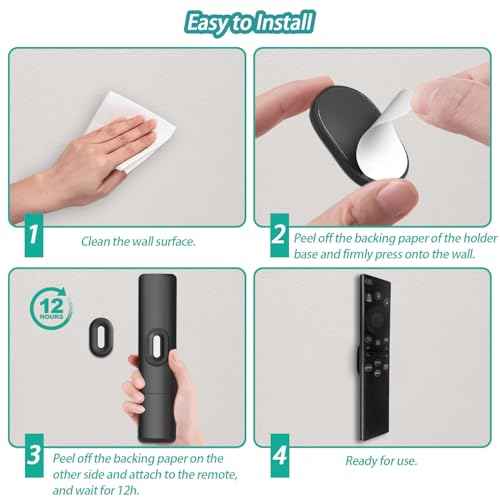 Magnetic Remote Control Holder Wall Mount, 5 Pack TV Remote Holder Wall Mount, Silicone Remote Organizer Magnetic Remote Holder for Bed, TV, Ceiling Fan and Air Conditioner (Black)