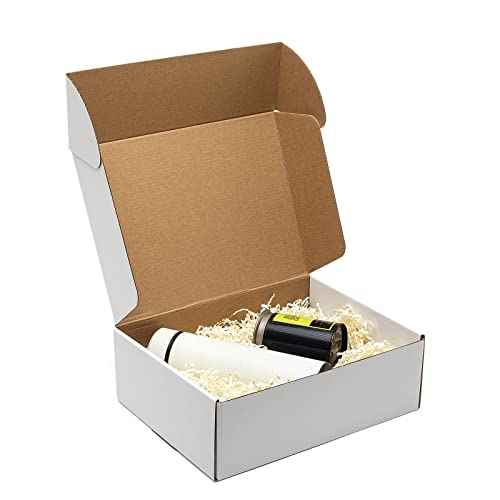 White Shipping Boxes 12x9x4" 20 Pack- Corrugated Cardboard Mailing Box for Small Business, Tab Locking Literature Mailer Packaging Supplies for Packing Gifts Craft