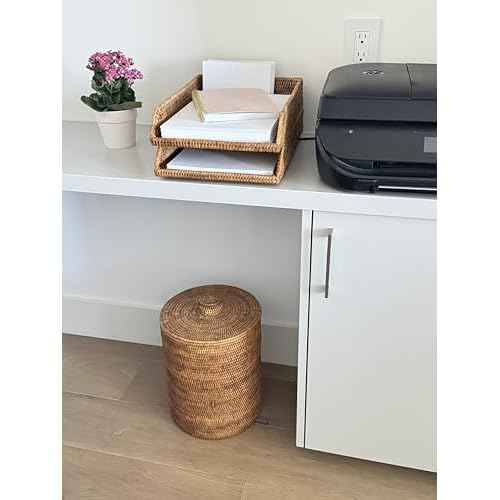 KOUBOO La Jolla Rattan Stackable Letter Tray, Paper Organizer, File Tray, Paper Tray, Desk Tray, Office Supplies, Paper Storage Classroom Organizer, Honey Brown