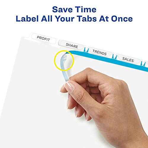 Avery 5-Tab Extra Wide Binder Dividers, Easy Print & Apply Clear Label Strip, Index Maker,White, 5 Sets (11440)