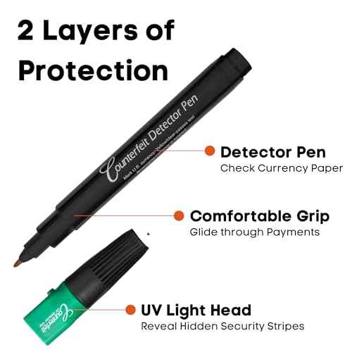 Dri Mark Dual Test Counterfeit Money Detector Pen, UV Light Head Bonus Pack - Fake Money Bill Checker, Tests for Security Strips and Authentic Currency Paper, 1 UV Light/ 3 Pens