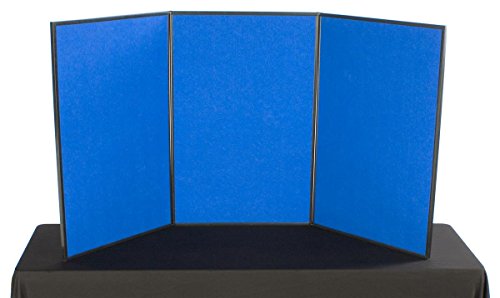 Displays2go 72" x 36" Tri-Fold 3-Panel Display Board with Blue Fabric & White Surface