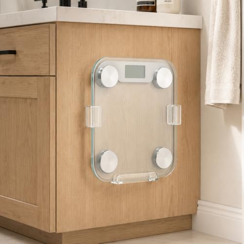 ELETIUO Clear Wall-Mounted Digital & Body Fat Scale Holder, Space-Saving Bathroom & Gym Organizer