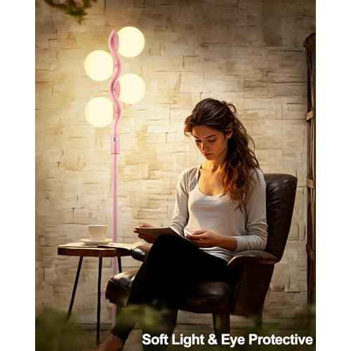 Lightdot 64IN Dimmable Globe Floor Lamp, Gold Standing Lamps with 4pcs 3000K G9 Bulbs Soft Warm White Eye Care, Mid Century Floor Lamp for Living Room