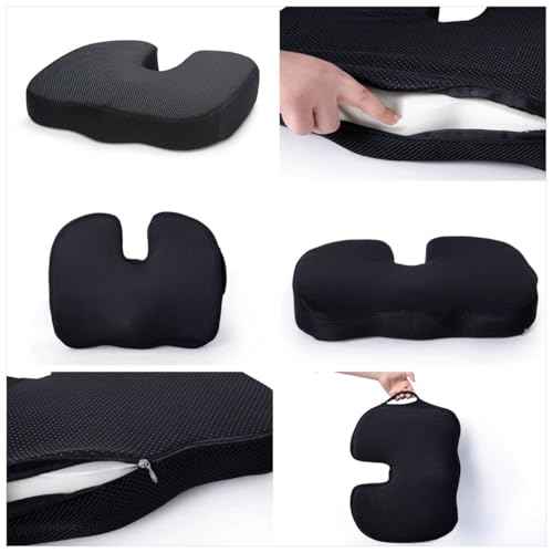 E Orthopedic Memory Foam Seat Cushion for Office Chair & Car ? Relieves Tailbone, Back & Sciatica Pain ? Ergonomic Coccyx Pad for Long Sitting Comfort?