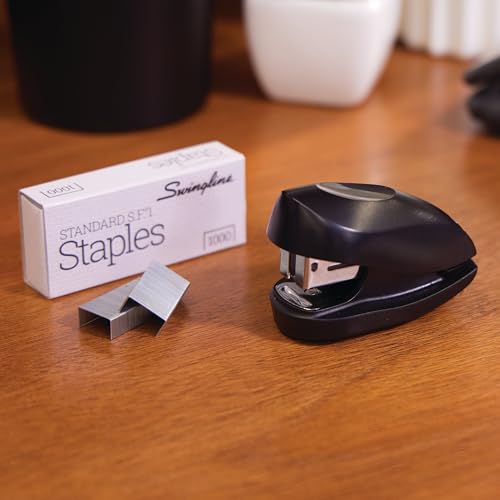 Swingline Tot Mini Stapler Black, 12 Sheet Capacity, Jam-Free, Includes 1000 Staples & Built-In Remover