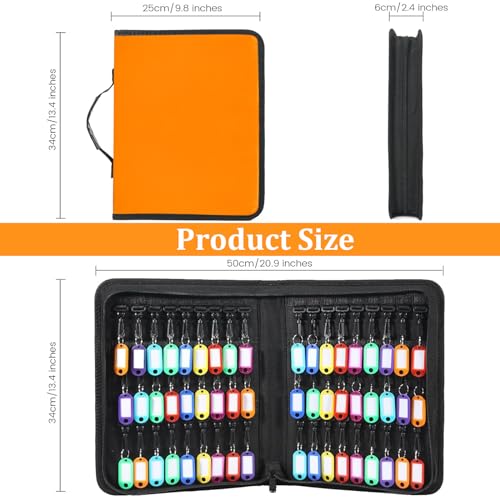 Quctak Orange Portable Key Organizer Case – 54 Key Hooks & Fireproof Waterproof Key Holder with Handle