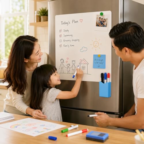 Magnetic Dry Erase Whiteboard 18x24 inches for Fridge – No Adhesive, Includes Magnetic Pins