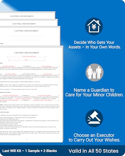 TillBio 4-in-1 Estate Planning Kit: Will, Living Trust & Power of Attorney Templates