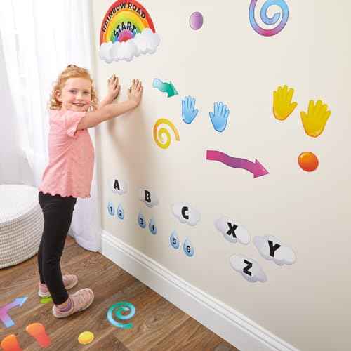 Really Good Stuff Rainbow Sensory Path Decals for Floor & Wall - Deluxe Sensory Kit (159 Decals) - Rainbow Stickers for Classroom - Teacher Essentials and Must Haves.