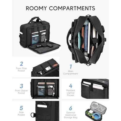 Large Tactical Laptop Bag 17.3 inch Carry on Messenger Computer Military Bag Briefcase Work Office with Extra Storage Bag, Black