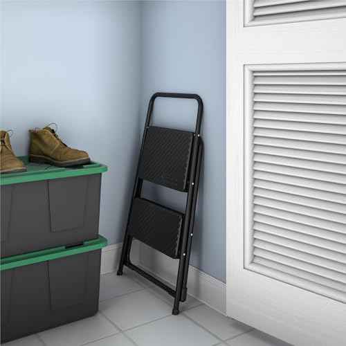 Cosco Lightweight Two Step House Step Stool for Easy Reaching and Cleaning - Non-Marring Leg Tips, Slip Resistant Steps, Stable Rear Leg Support