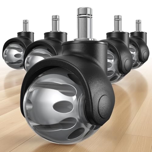 HOLKIE Grey 2 in Chair Wheels 11x22mm Universal Fit Set of 5 - Smooth & Silent Replacement