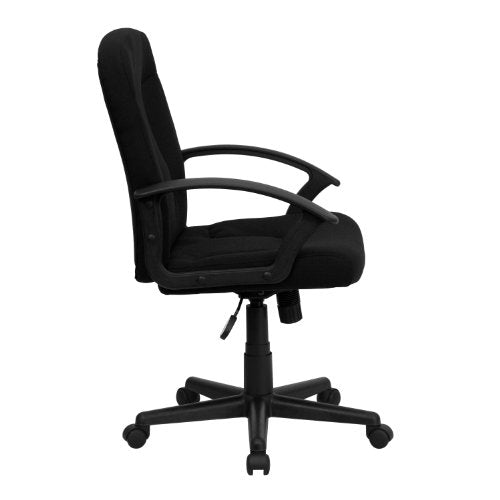 Flash Furniture Garver Mid-Back Black Fabric Executive Swivel Office Chair with Nylon Arms