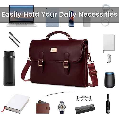LOVEVOOK Laptop Bag for Women 15.6 Inch Waterproof Leather Computer Briefcase Large Laptop Carrying Case for Business Casual or College