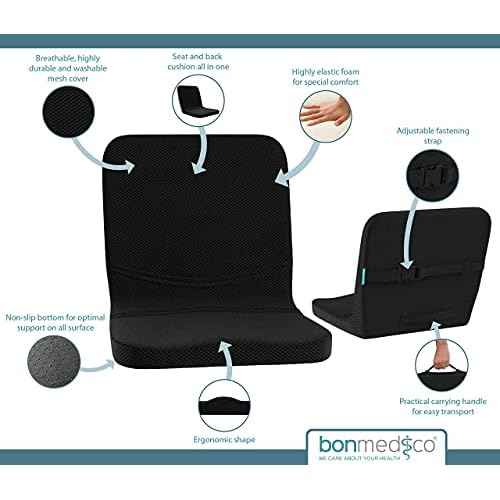 bonmedico Back Support Cushion with Seat ? Ergonomic Lumbar Support Pillow Seat Cushion for Office Chair Car Gaming Home Portable Non-Slip Design with Washable Cover ? Ideal Gift for Comfort Posture