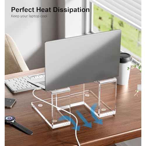 2 Pack Acrylic Laptop Stand for Desk, Computer Riser for 10-15.6 Inch Laptops, Ergonomic Laptop Holder, Computer Stand Compatible with Macbooks and Notebooks- Clear