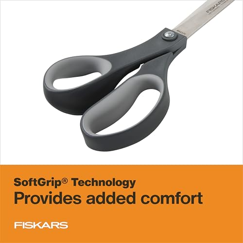 Fiskars 8¡± Left-Handed Titanium Scissors, SoftGrip Handle for Comfort, Durable Stainless Steel Blades for Home and Office Use