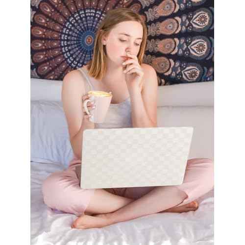 Seorsok Compatible with MacBook Air 13 Case2022 2021 2020 2019 2018 Release A1932 A2179 M1 A2337 Touch ID,Elegant Leather Plastic Hard Shell Case Transparent Keyboard Cover,Beige PVC Grid