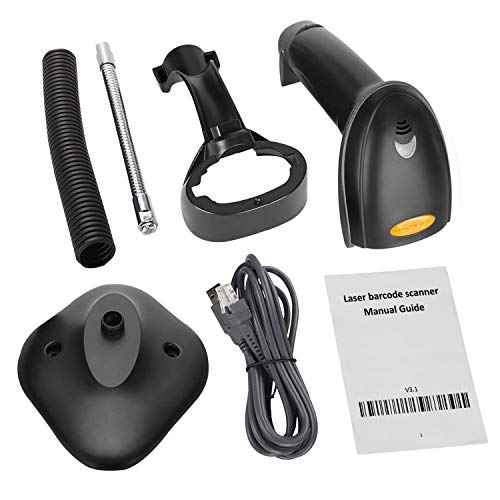 Esup Barcode Scanner with Stand USB Barcode Scanner Wired Handheld Laser Barcode Reader with Adjustable Stand (with Stand)