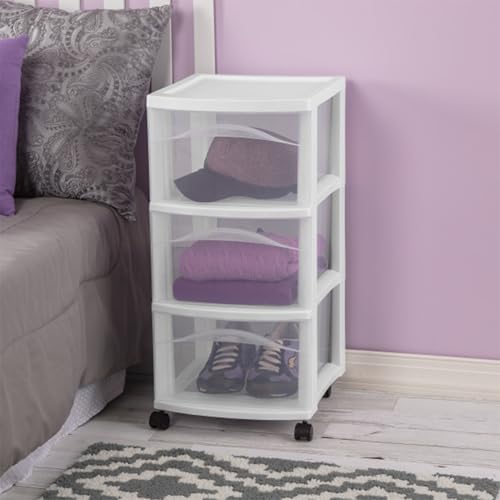 Sterilite 3-Drawer Cart with Wheels, White – 2-Pack