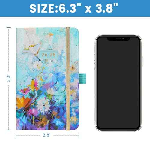 2026-2028 Pocket Planner/Calendar - 3 Year Monthly Planner 2026-2028, Jan 2026 - Dec 2028, 6.3" x 3.8", 60 Notes Pages, Inner Pocket, Pen Loop, Elastic Closure, Perfect Organizer for Purse