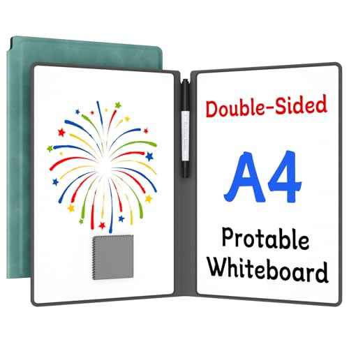 Small Dry Erase Board,12" x 9" Portable Dry Erase White Board,Double-Sided Folding Whiteboard with Pen(Blue)