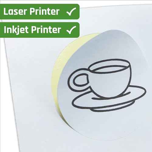 200 Sheets - 3 inch Round Labels, White Printable Circle Stickers, Laser/Inkjet Printing - Letter Size (8.5" x 11")