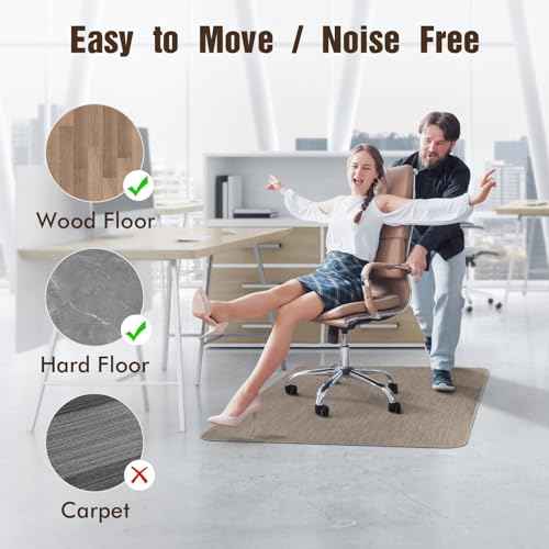 Blvornl Office Chair Mat - 35" x 48" Desk Chair Mat for Hard Wood and Tile Floor, Large Anti-Slip Hard Floor Protector, PVC Mat Desk Rug, Dark Brown