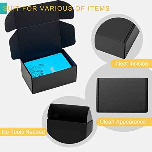 Mcfleet 9x6x4¡± Black Shipping Boxes - 24 Pack Corrugated Cardboard Mailing Box Packaging for Small Business - Tab Locking Literature Mailer Flat Empty Gift Packing Supplies