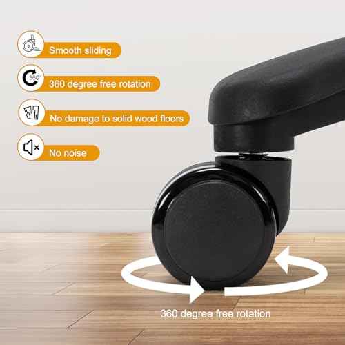 Frassie Nylon Office Gaming Chair Base Replacement with 5 Casters, 28 Inch Heavy Duty Chair Base Wheels Part Black