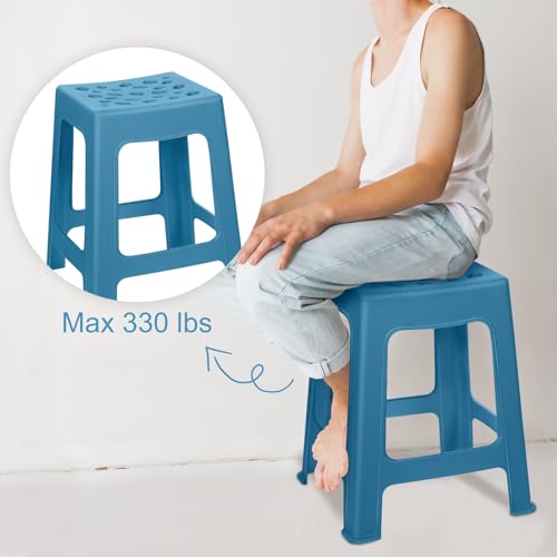 TURSTIN 6 Pack Multi-Color Plastic Nesting Stools - 16.9 Inch Backless Chairs for Classroom, Office & Home