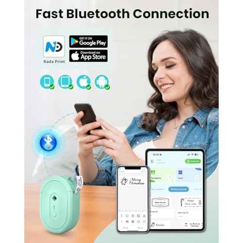 N12 Label Maker Machine with Tape, Mini Bluetooth Label Printer, Small Labeler Portable Thermal Label Makers Multiple Templates for Home School Office Kitchen, Green