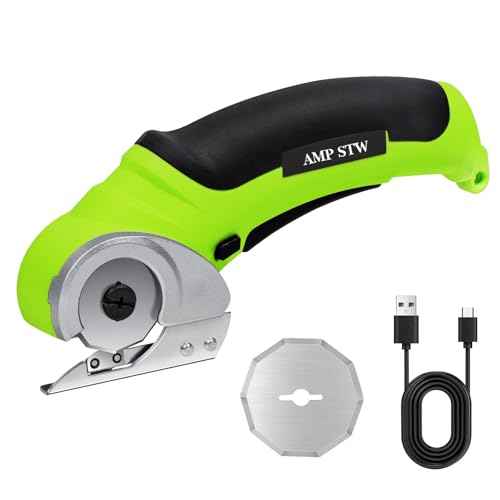 Cordless Electric Fabric Scissors, Power Rotary Cutter,Cardboard Box Heavy Duty Scissor, Rechargeable Sewing Shears, Leather Carpet Plastic Packages Cutter with 2 Blade, 2000mAh, Type-c