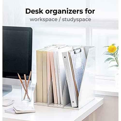 carrotez Open Front Magazine File Holder, Plastic Magazine Rack, Vertical File Organizers for Desk, Office Organization Essentials, 10.8" x 3.7" x 12.6" - 2 Pack, White