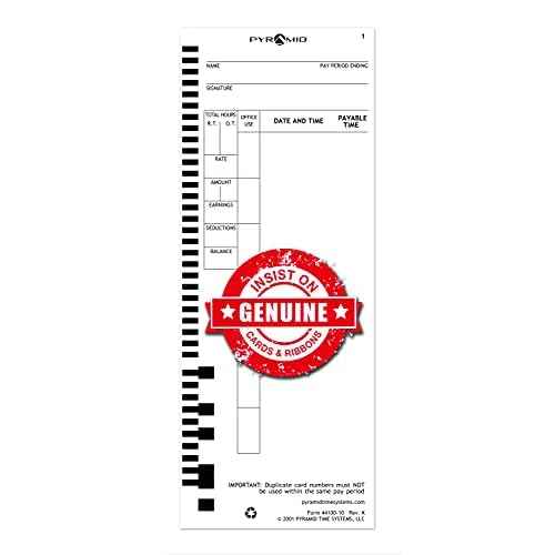 Pyramid Time Systems, 44100-10MB, 1,000 Count Genuine and Authentic Time Cards for 4000, 4000Pro, 4000ProK and 5000 Series Time Clocks from Pyramid, Time Cards