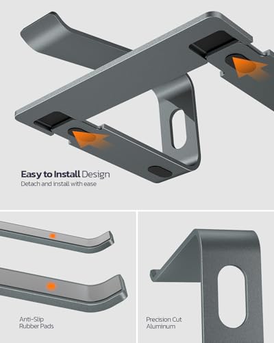 Nulaxy Full Aluminum Laptop Stand A-Grey, Stable Support up to 22 lbs, Open Cooling