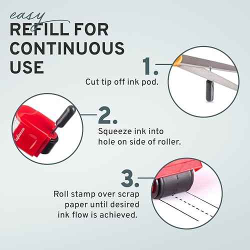 LEGILINER 3/4" Dashed Handwriting Line (RED) Teacher Stamp ? Tri-Line Dashed Pattern. Classroom & Home Use. Refillable Ink Writing Practice Roller Stamp.