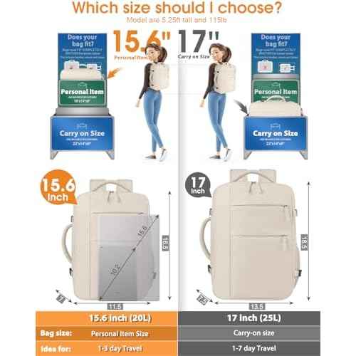 Capolo Travel Backpack for Women Men Waterproof Laptop Backpack Airlines Approved Carry On Backpack Bag Computer Bookbag for Business, Work, Traveling Fits 15.6 Inch Laptop(Beige)