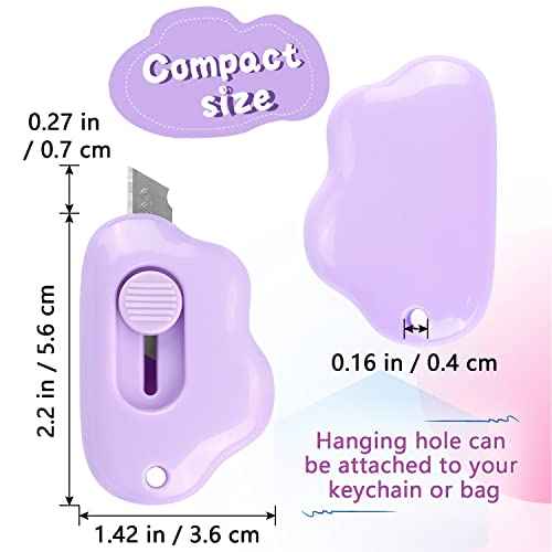 Tamaki Box Cutter Letter Opener Envelope Slitter Utility Retractable Art Knives, Package Opener Envelope Mail Letter Box Cloud Shaped Carton Portable Cutter with Key Chain Hole